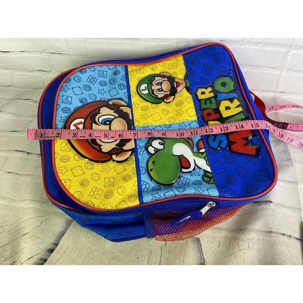 Nintendo Super Mario Luigi Yoshi Logo School Backpack Bag Zipper Closure NEW